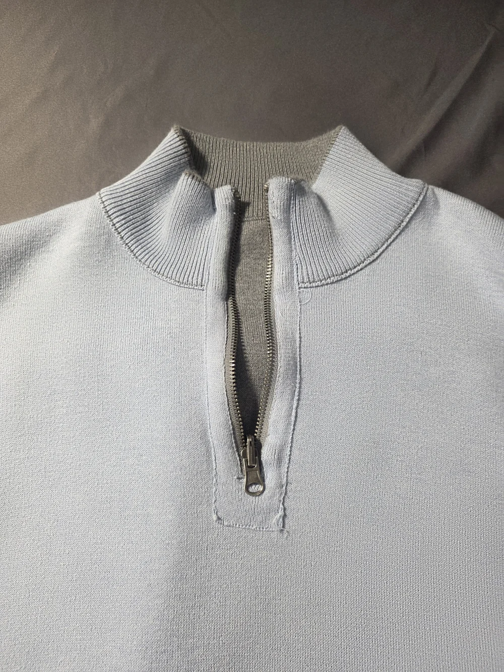 sundance Men's Reversible 1/4 Zip Pullover Sweater - Heather Gray/Light Blue
